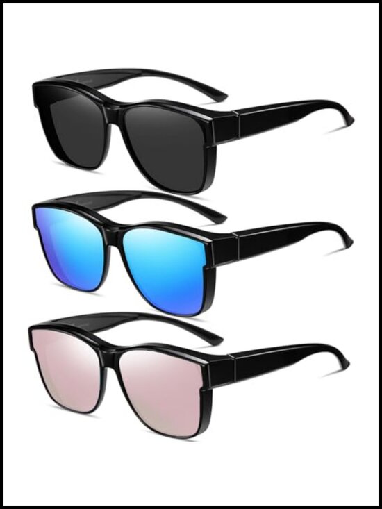 Polarized Fit Over Glasses UV400 Protection Large Sunglasses 3-Pack main image 5